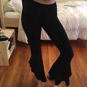 ZARA Trafaluc Black Ruffle Bell Bottom Pants